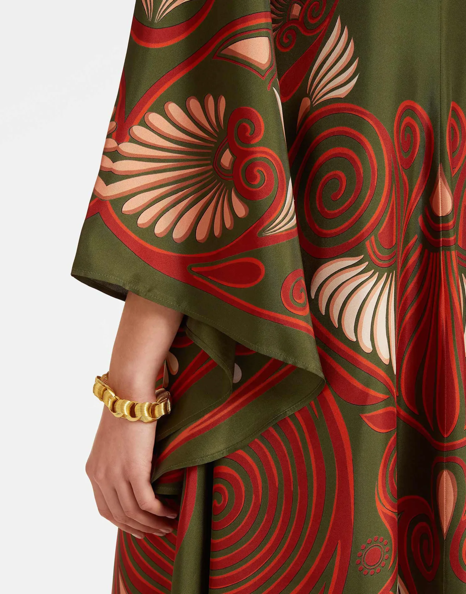 La DoubleJ Vestiti<Magnifico DressKerylos Placée Dark Green in Silk Twill