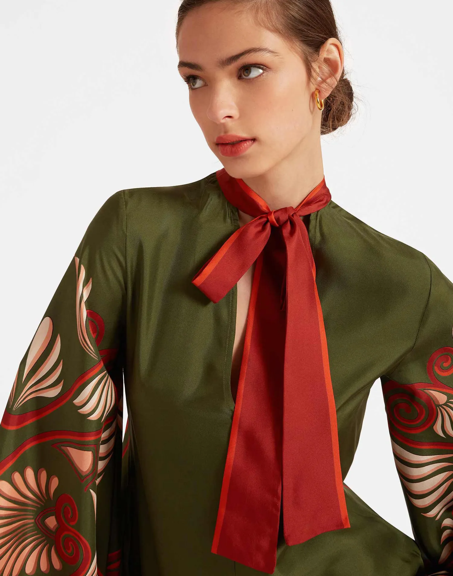 La DoubleJ Vestiti<Magnifico DressKerylos Placée Dark Green in Silk Twill