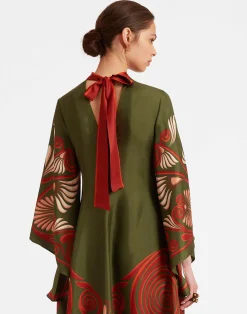 La DoubleJ Vestiti<Magnifico DressKerylos Placée Dark Green in Silk Twill