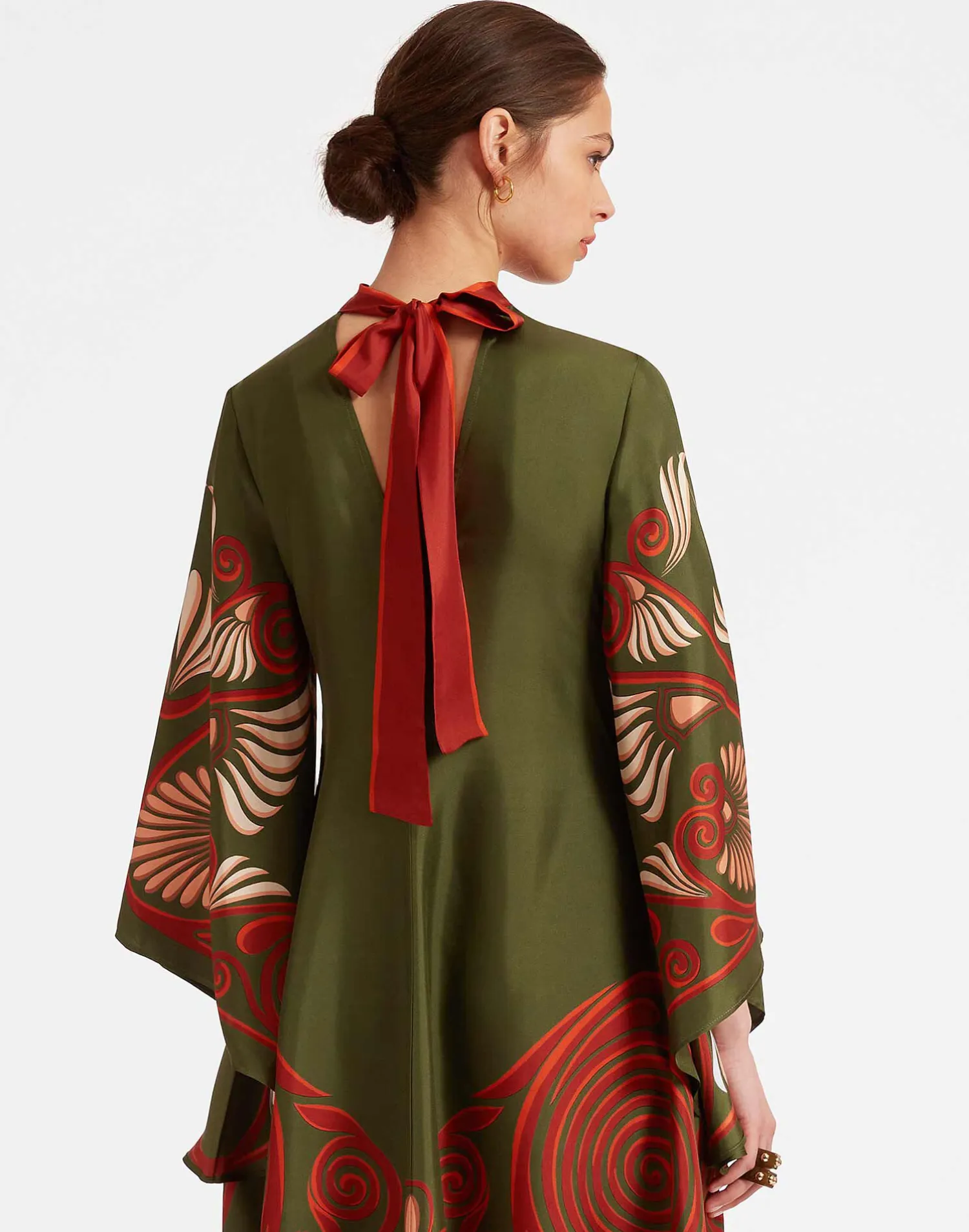 La DoubleJ Vestiti<Magnifico DressKerylos Placée Dark Green in Silk Twill