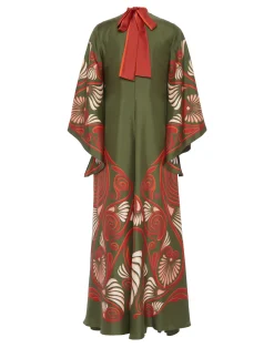 La DoubleJ Vestiti<Magnifico DressKerylos Placée Dark Green in Silk Twill