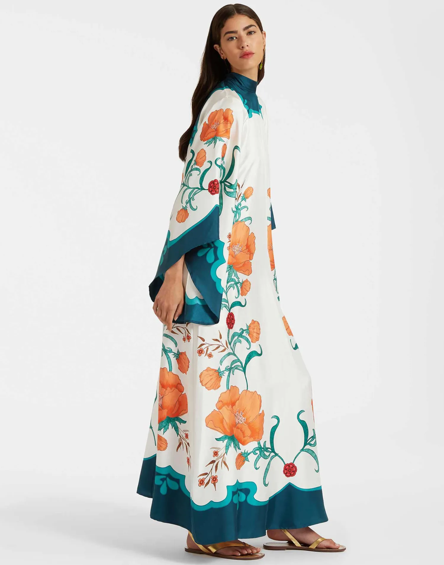 La DoubleJ Vestiti<Magnifico DressMorpheus Placée Orange in Silk Twill