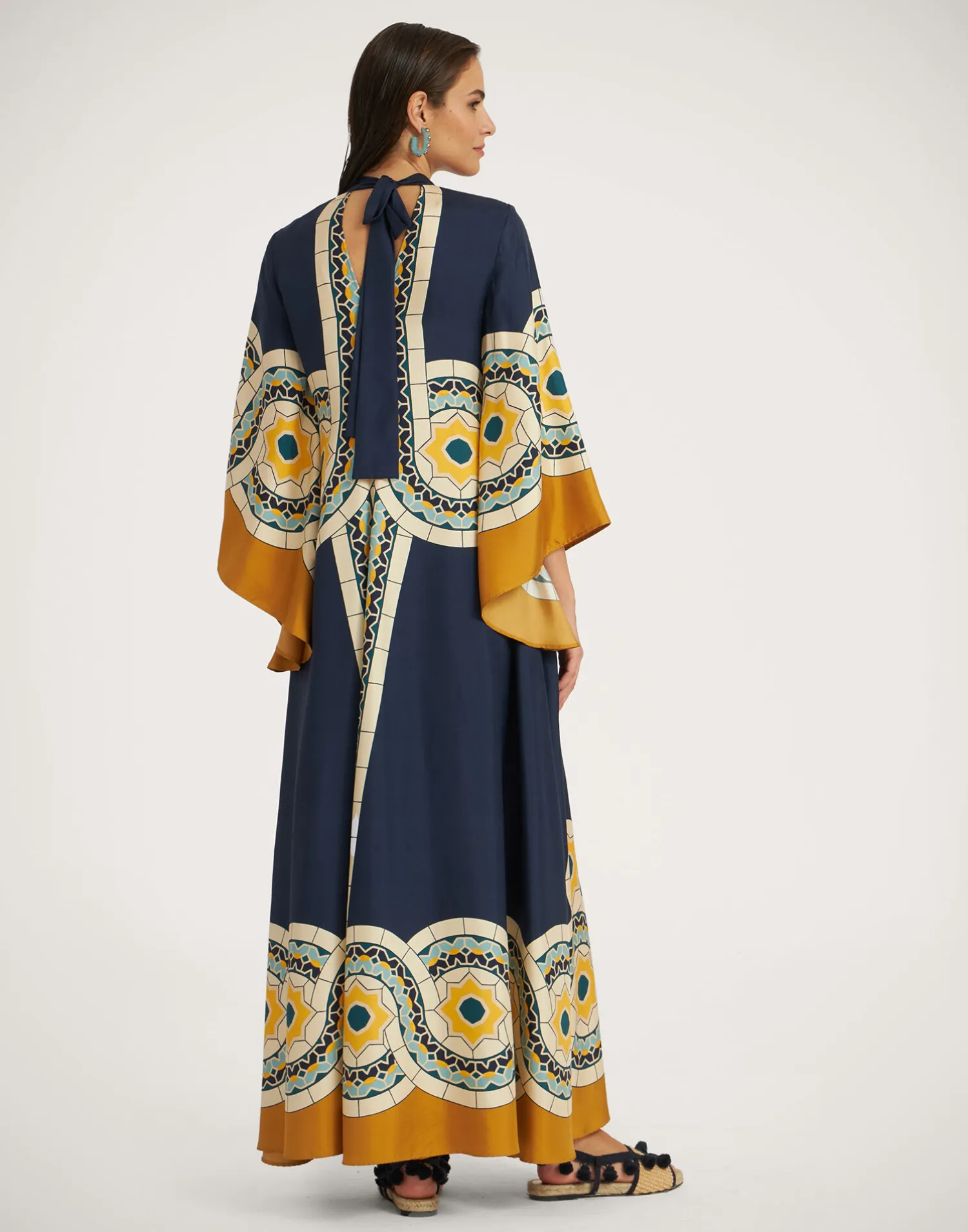 La DoubleJ Vestiti<Magnifico DressMudejar Placée Blue in Silk Twill