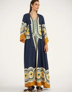 La DoubleJ Vestiti<Magnifico DressMudejar Placée Blue in Silk Twill
