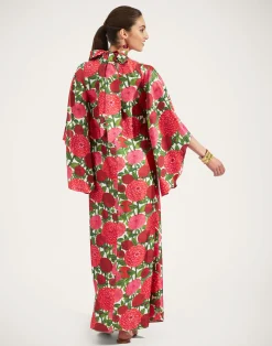 La DoubleJ Vestiti<Magnifico DressPink Dahlias in Twill Silk