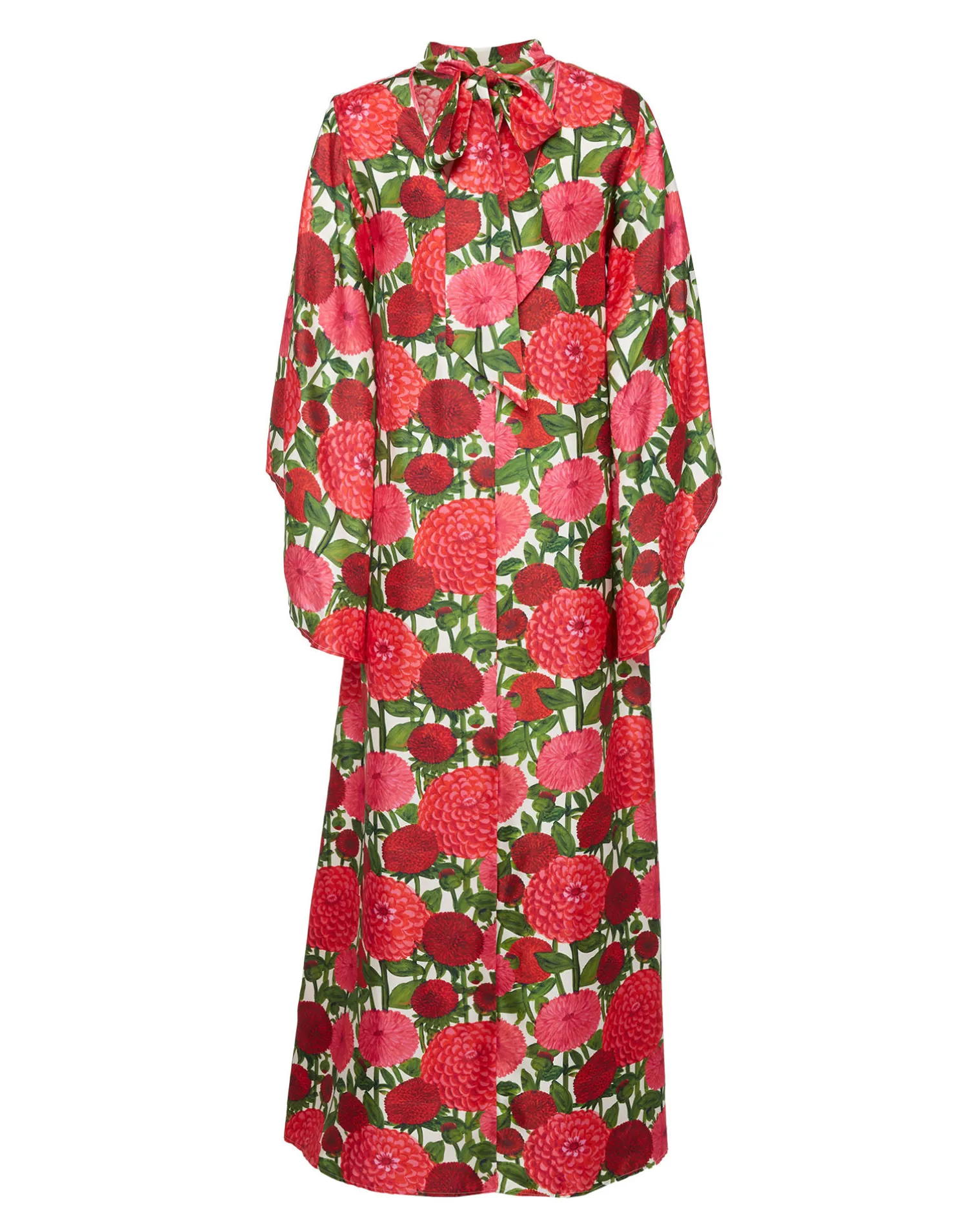 La DoubleJ Vestiti<Magnifico DressPink Dahlias in Twill Silk