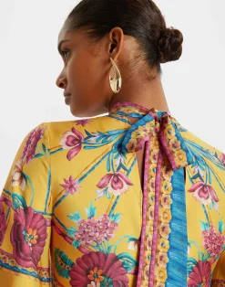 La DoubleJ Vestiti<Magnifico DressZodiac Placée Marigold in Silk Twill