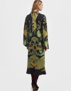 La DoubleJ Vestiti<Magnifico Midi DressThe Nile Placée Black in Silk Twill