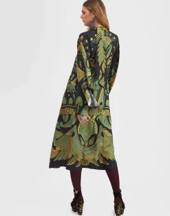 La DoubleJ Vestiti<Magnifico Midi DressThe Nile Placée Black in Silk Twill
