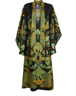 La DoubleJ Vestiti<Magnifico Midi DressThe Nile Placée Black in Silk Twill