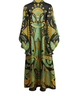 La DoubleJ Vestiti<Magnifico Midi DressThe Nile Placée Black in Silk Twill