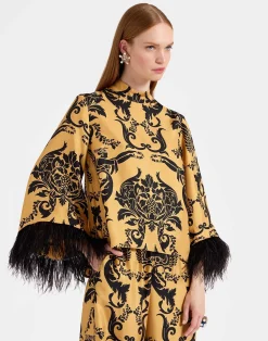 La DoubleJ Party Dressing<Make An Exit TopCherubs Gold in Silk Twill With Feathers