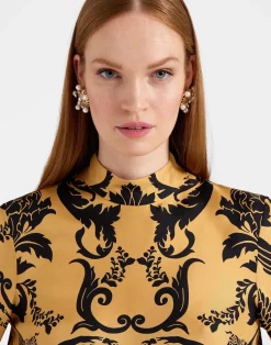 La DoubleJ Party Dressing<Make An Exit TopCherubs Gold in Silk Twill With Feathers