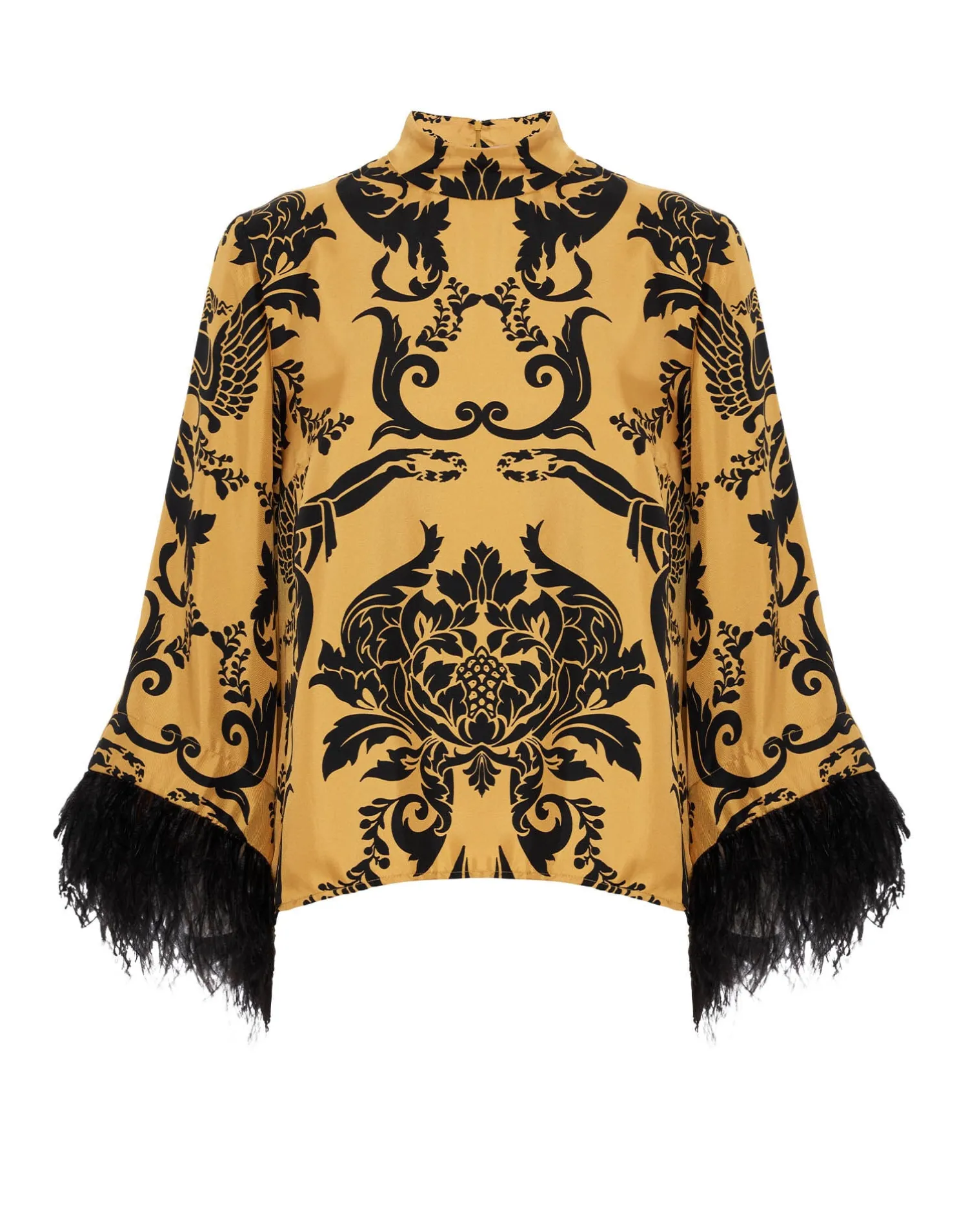 La DoubleJ Party Dressing<Make An Exit TopCherubs Gold in Silk Twill With Feathers