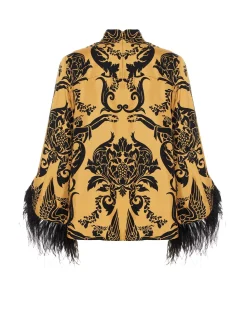 La DoubleJ Party Dressing<Make An Exit TopCherubs Gold in Silk Twill With Feathers