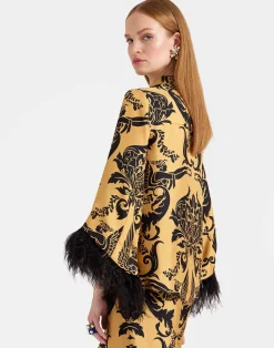 La DoubleJ Camicie E Top<Make An Exit TopCherubs Gold in Silk Twill With Feathers