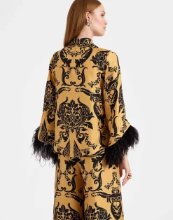 La DoubleJ Camicie E Top<Make An Exit TopCherubs Gold in Silk Twill With Feathers