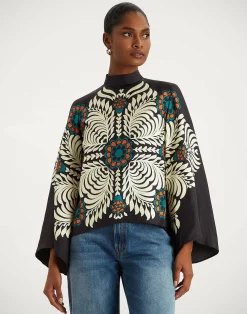 La DoubleJ Camicie E Top<Make An Exit TopMix Tiles Placée Black in Silk Twill