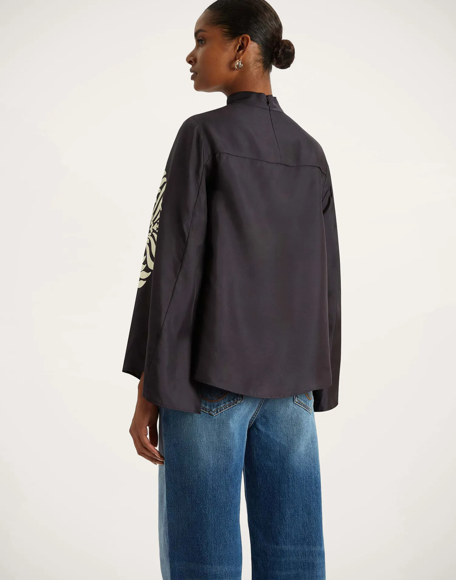 La DoubleJ Camicie E Top<Make An Exit TopMix Tiles Placée Black in Silk Twill