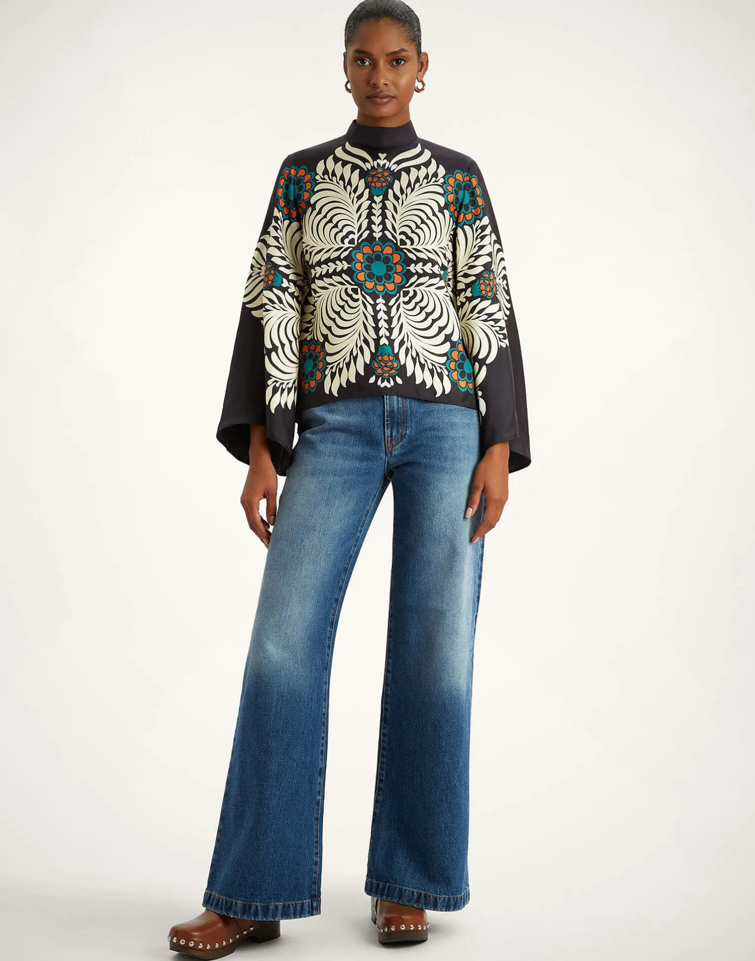 La DoubleJ Camicie E Top<Make An Exit TopMix Tiles Placée Black in Silk Twill