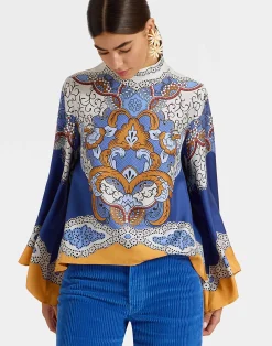 La DoubleJ Camicie E Top<Make An Exit TopPortal Placée Light Blue in Silk Twill