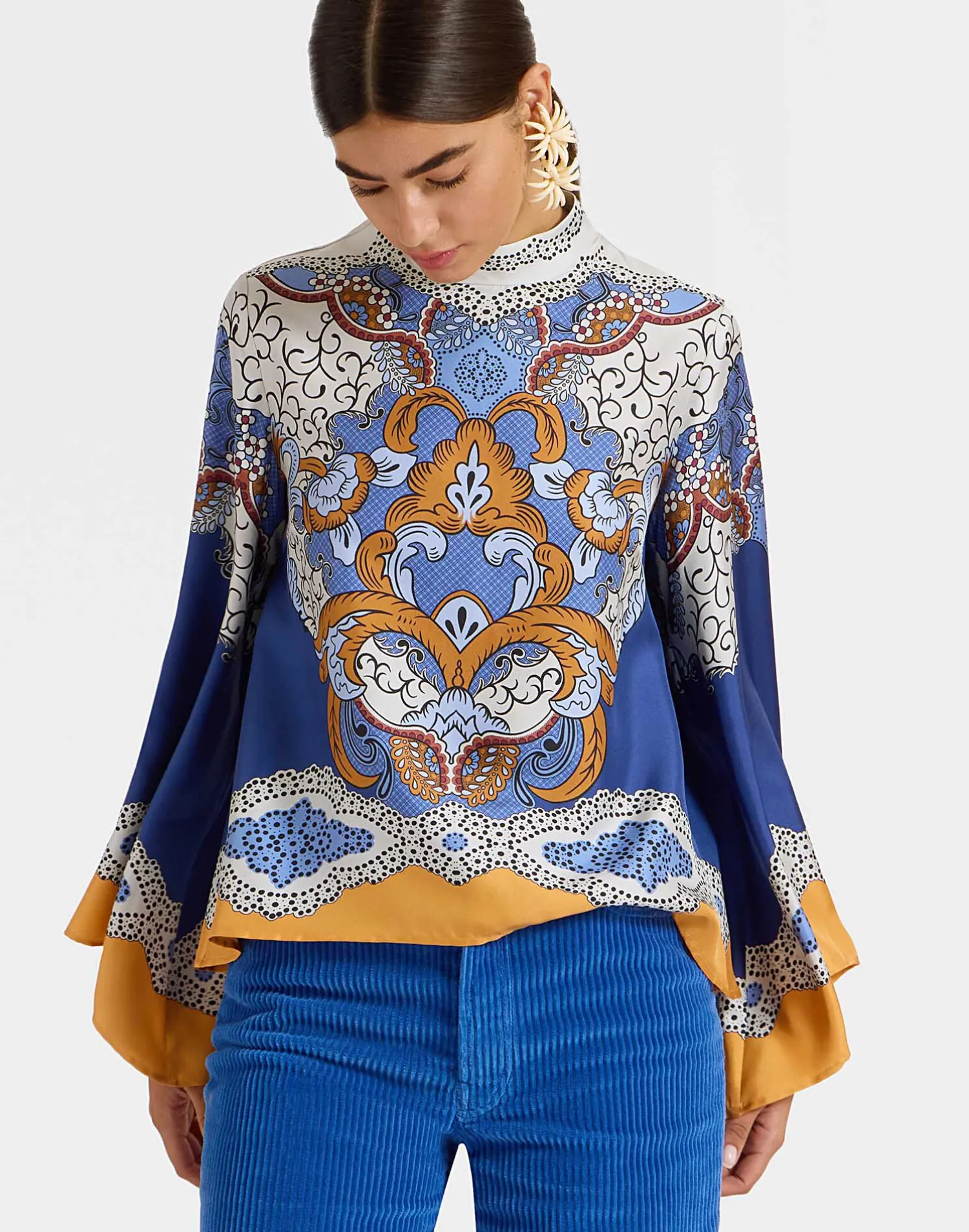 La DoubleJ Camicie E Top<Make An Exit TopPortal Placée Light Blue in Silk Twill