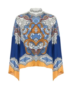 La DoubleJ Camicie E Top<Make An Exit TopPortal Placée Light Blue in Silk Twill