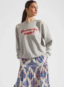 La DoubleJ Felpe E Magliette<“MATRIARCHY NOW!” Stand-up SweatshirtT.Unita Grigio in Cotton Felpa