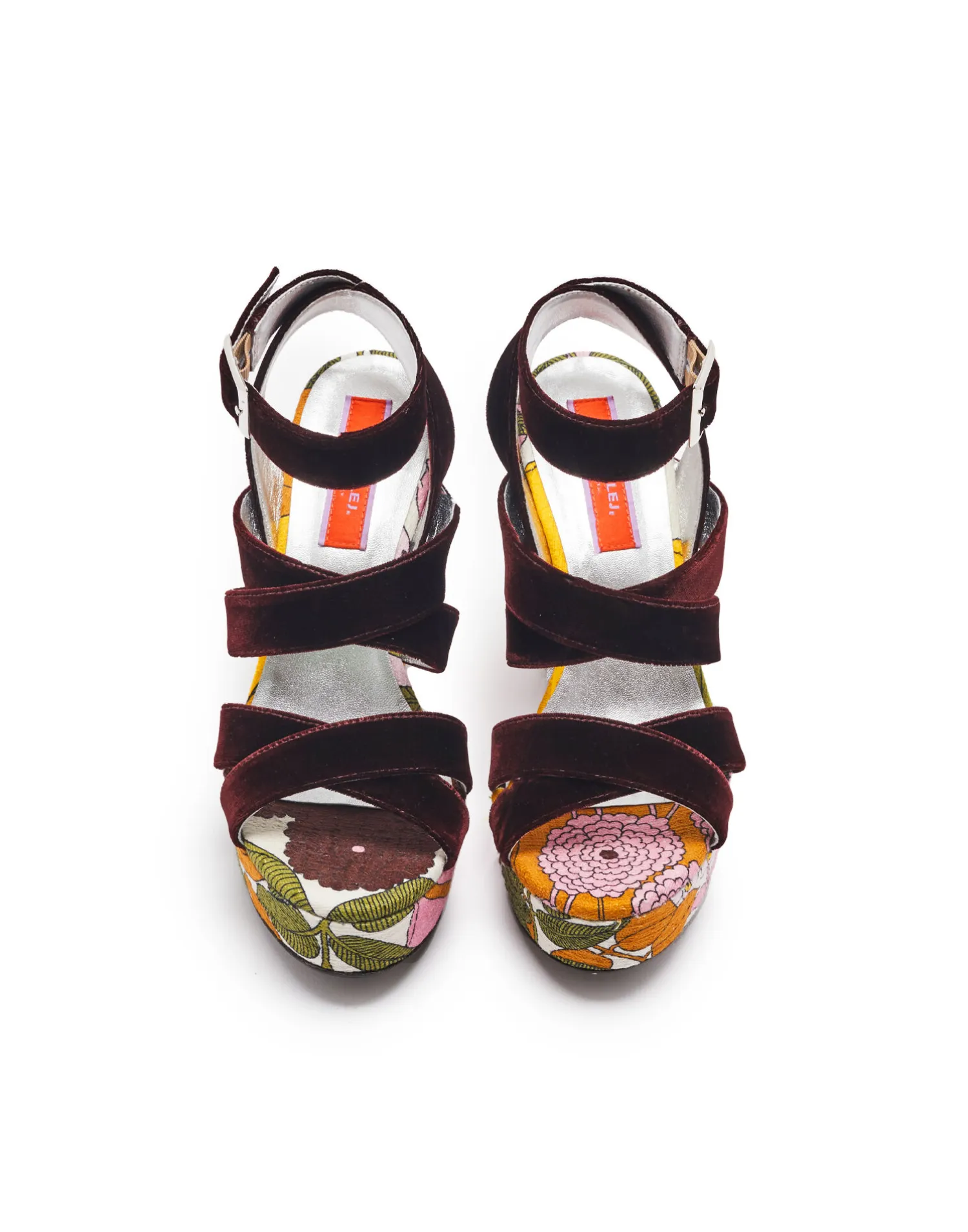 La DoubleJ Scarpe|Accessories<Medal WedgeBig Flower Rose in Shot Cotton