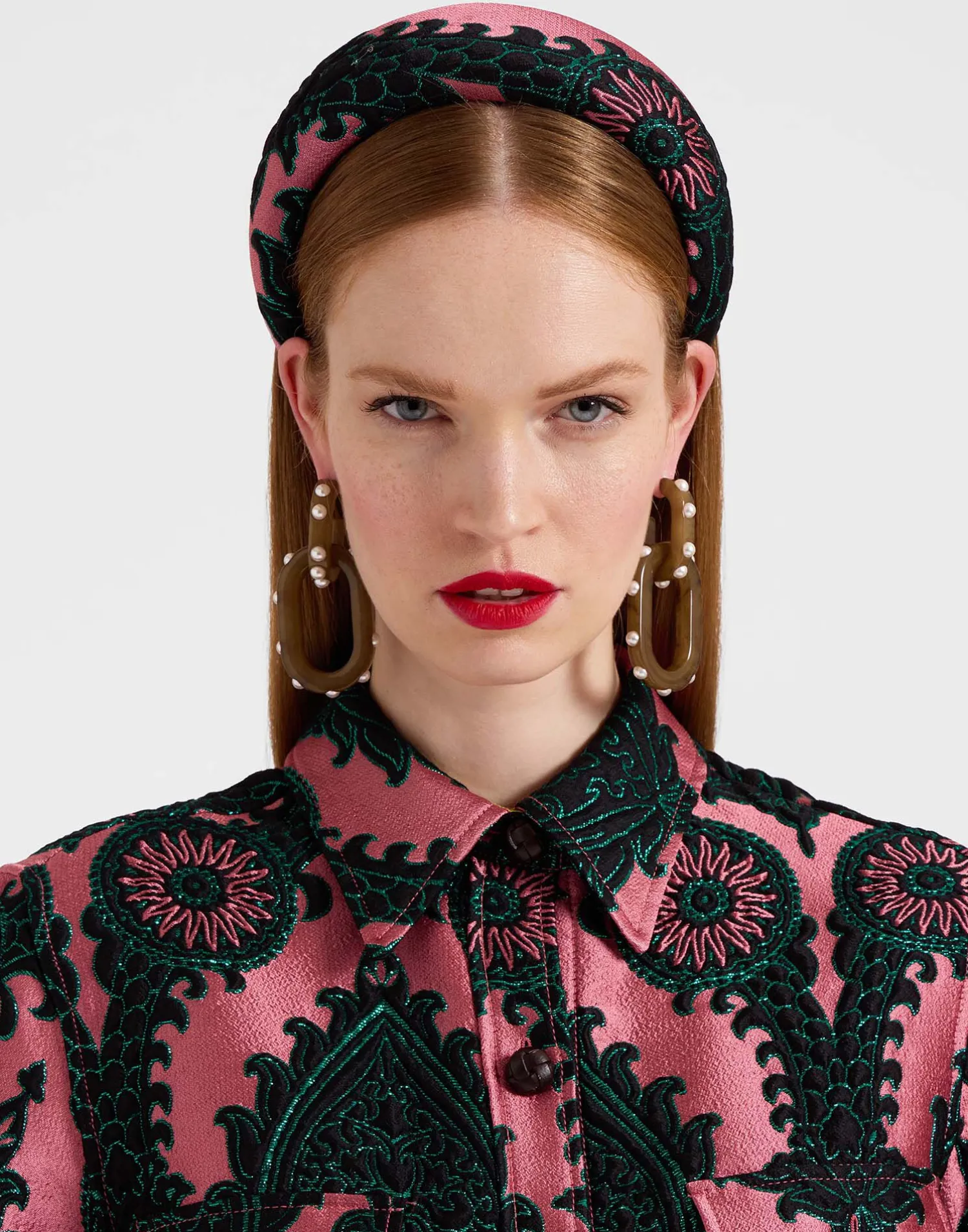 La DoubleJ Accessori Per Capelli|Accessories<Medici HeadbandOltrarno Pink in Jacquard