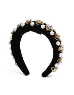 La DoubleJ Accessori Per Capelli|Accessories<Medici HeadbandSolid Gold in Velvet Embroidered