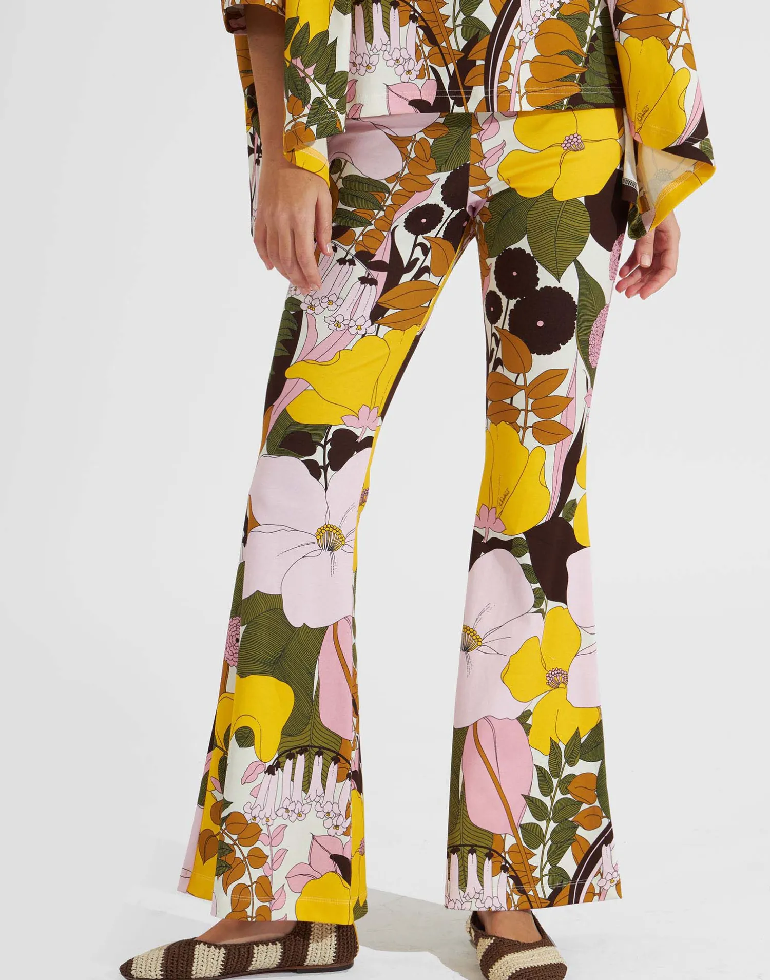 La DoubleJ Loungewear<Meditation PantsBig Flower Rose in Cotton