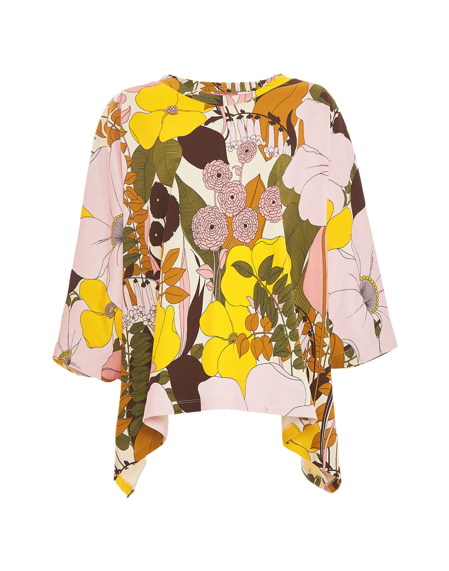 La DoubleJ Loungewear<Meditation PonchoBig Flower Rose in Cotton