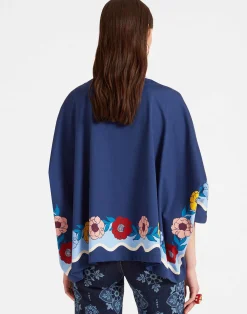 La DoubleJ Loungewear<Meditation PonchoWhitsun Plac&eacute;e Blue in Jersey Interlock