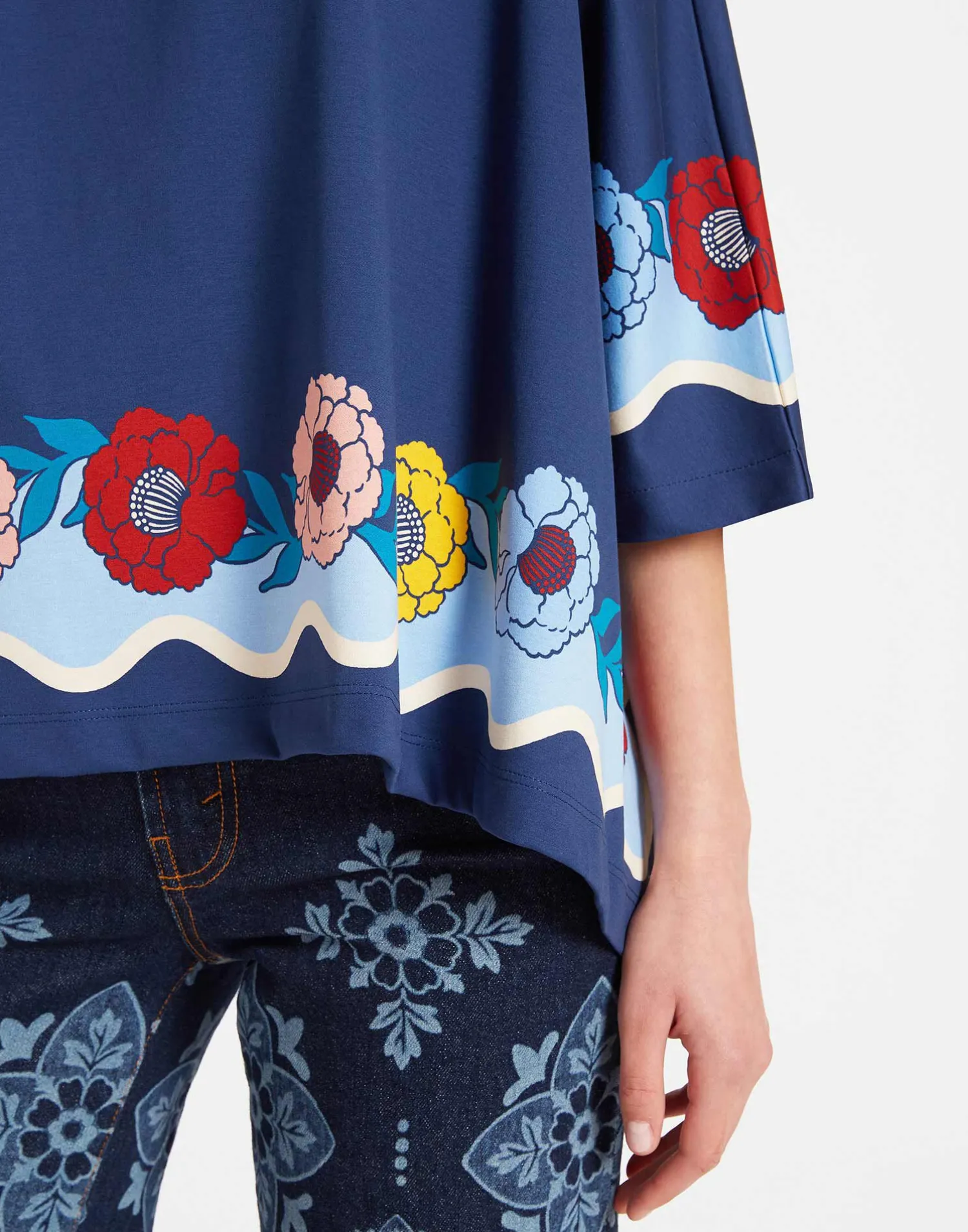 La DoubleJ Loungewear<Meditation PonchoWhitsun Placée Blue in Jersey Interlock