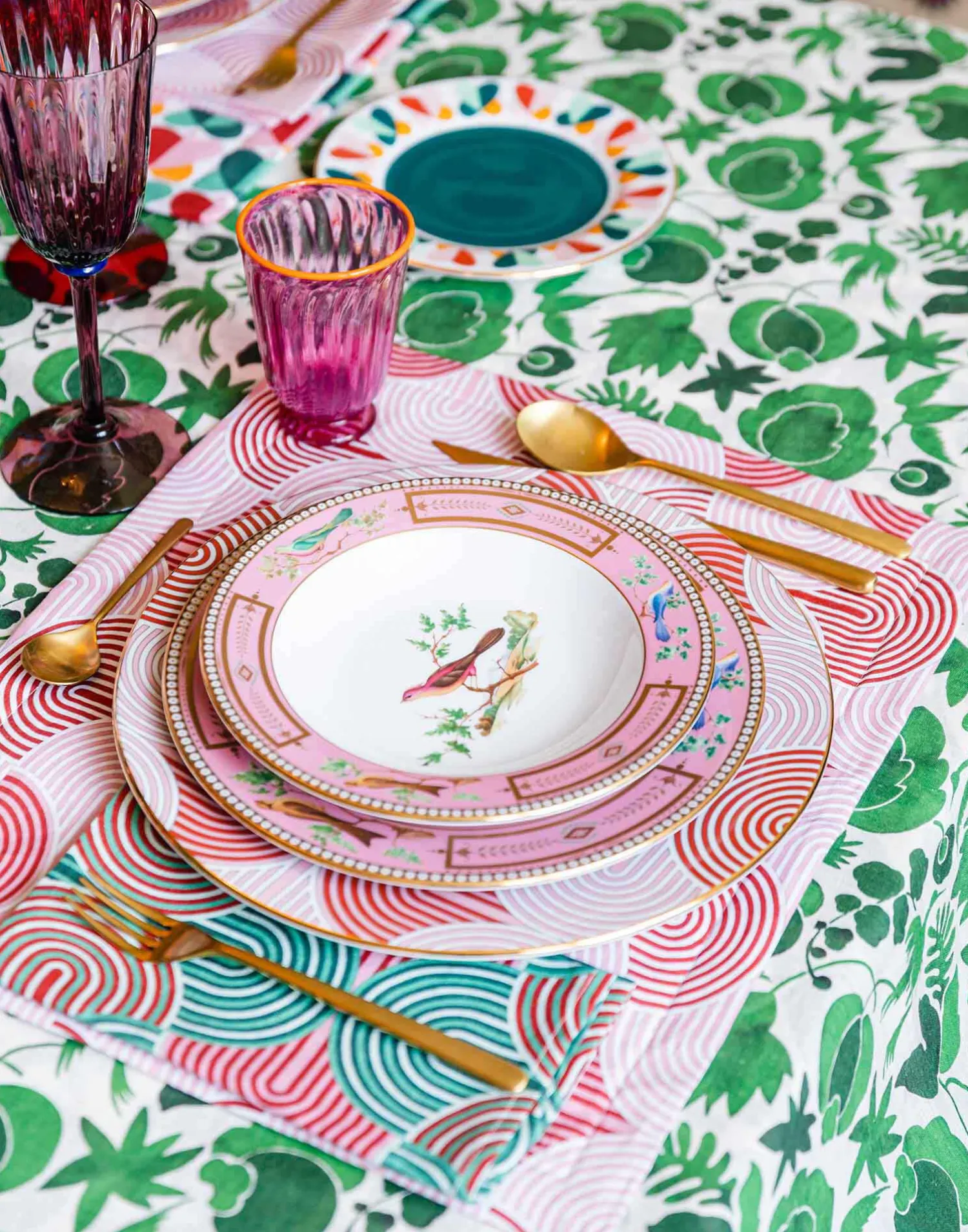 La DoubleJ Tovaglie|Tessili<Medium TableclothWildbird Verde in Linen