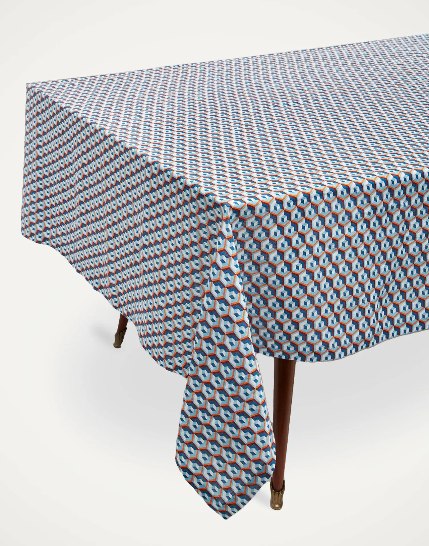La DoubleJ Tovaglie|Tessili<Medium Tablecloth (180x280)Cubi Blu in Linen
