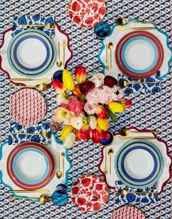 La DoubleJ Tovaglie|Tessili<Medium Tablecloth (180x280)Cubi Blu in Linen