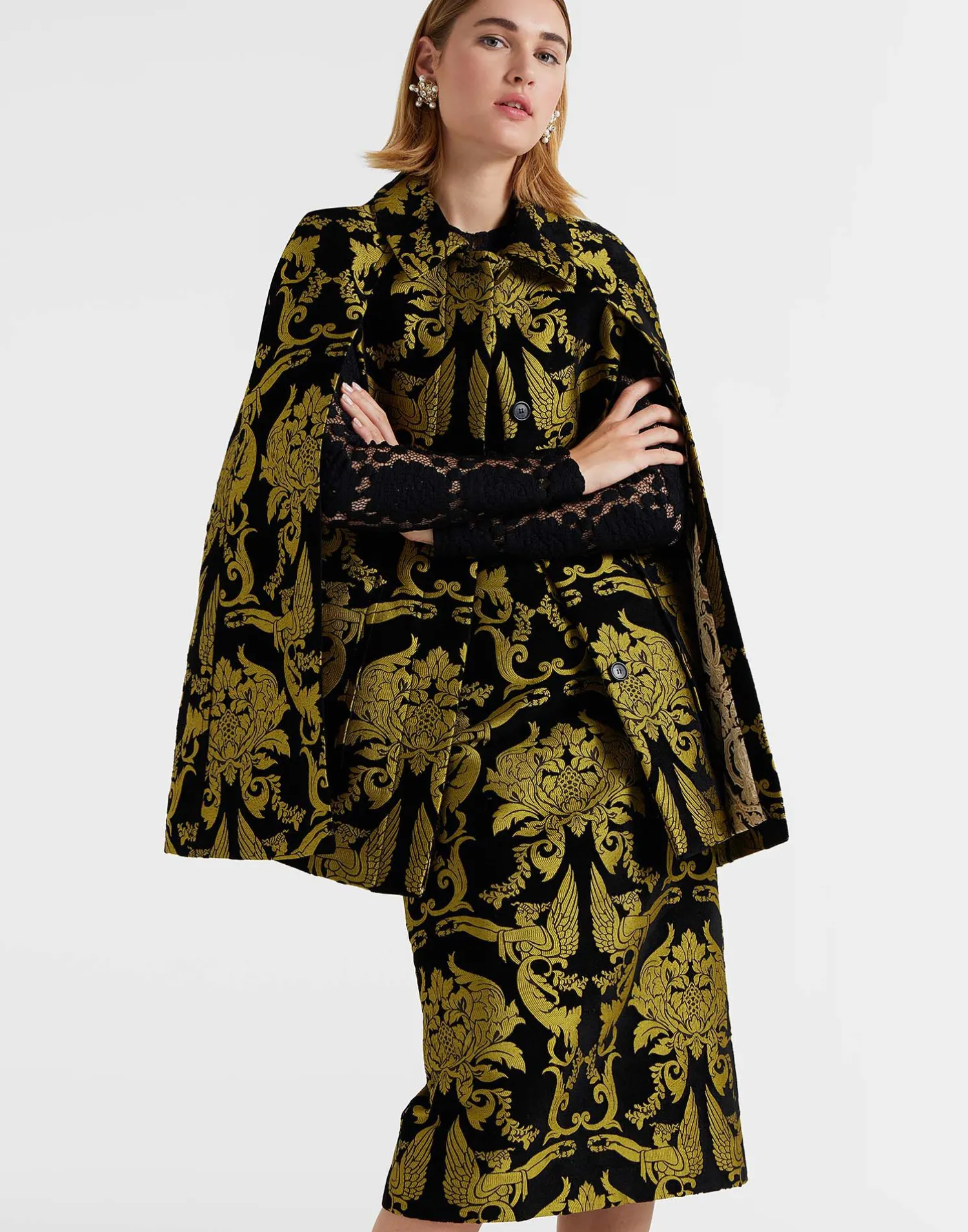 La DoubleJ Capispalla<Milano Mini CapeCherubs Black in Jacquard