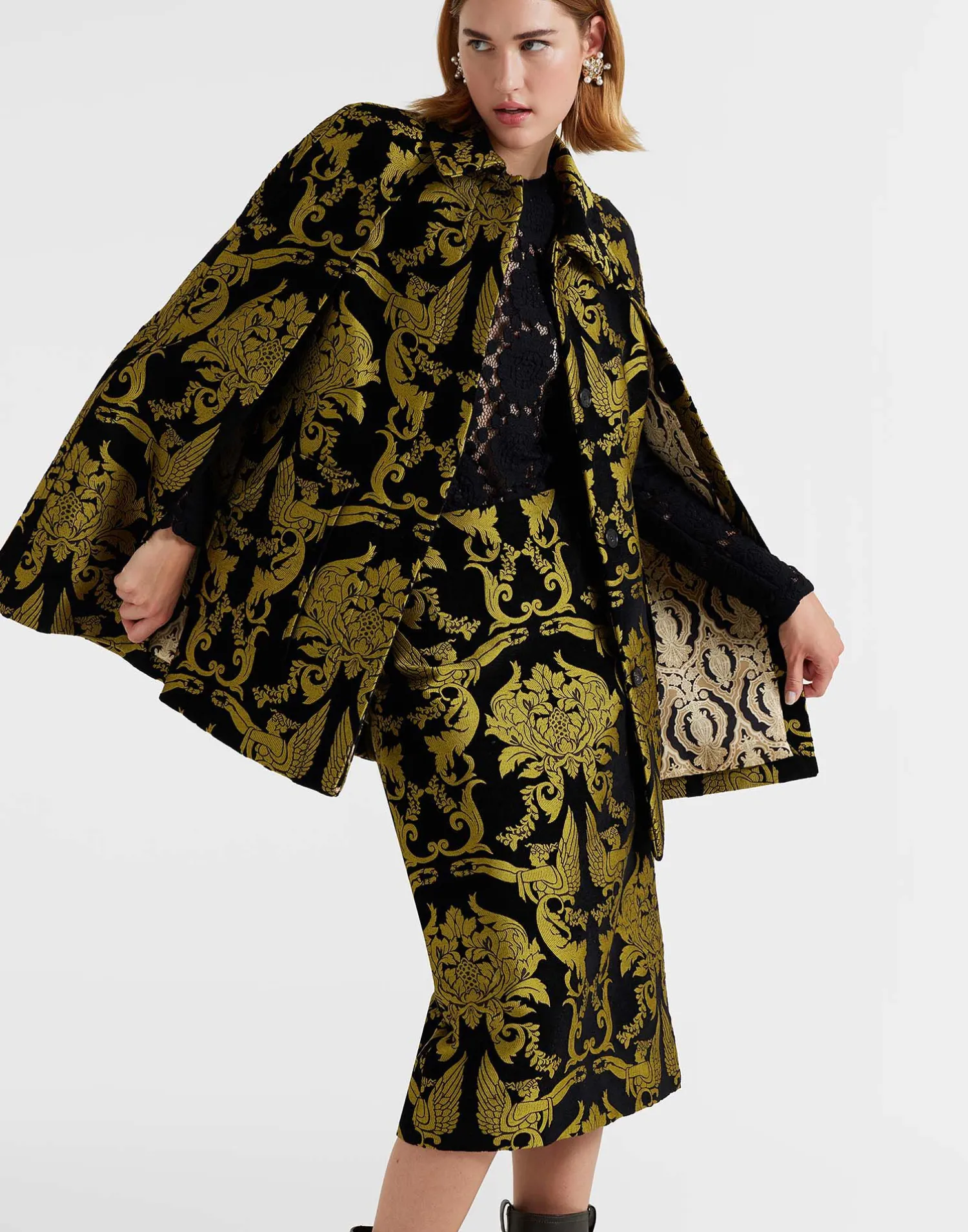 La DoubleJ Capispalla<Milano Mini CapeCherubs Black in Jacquard