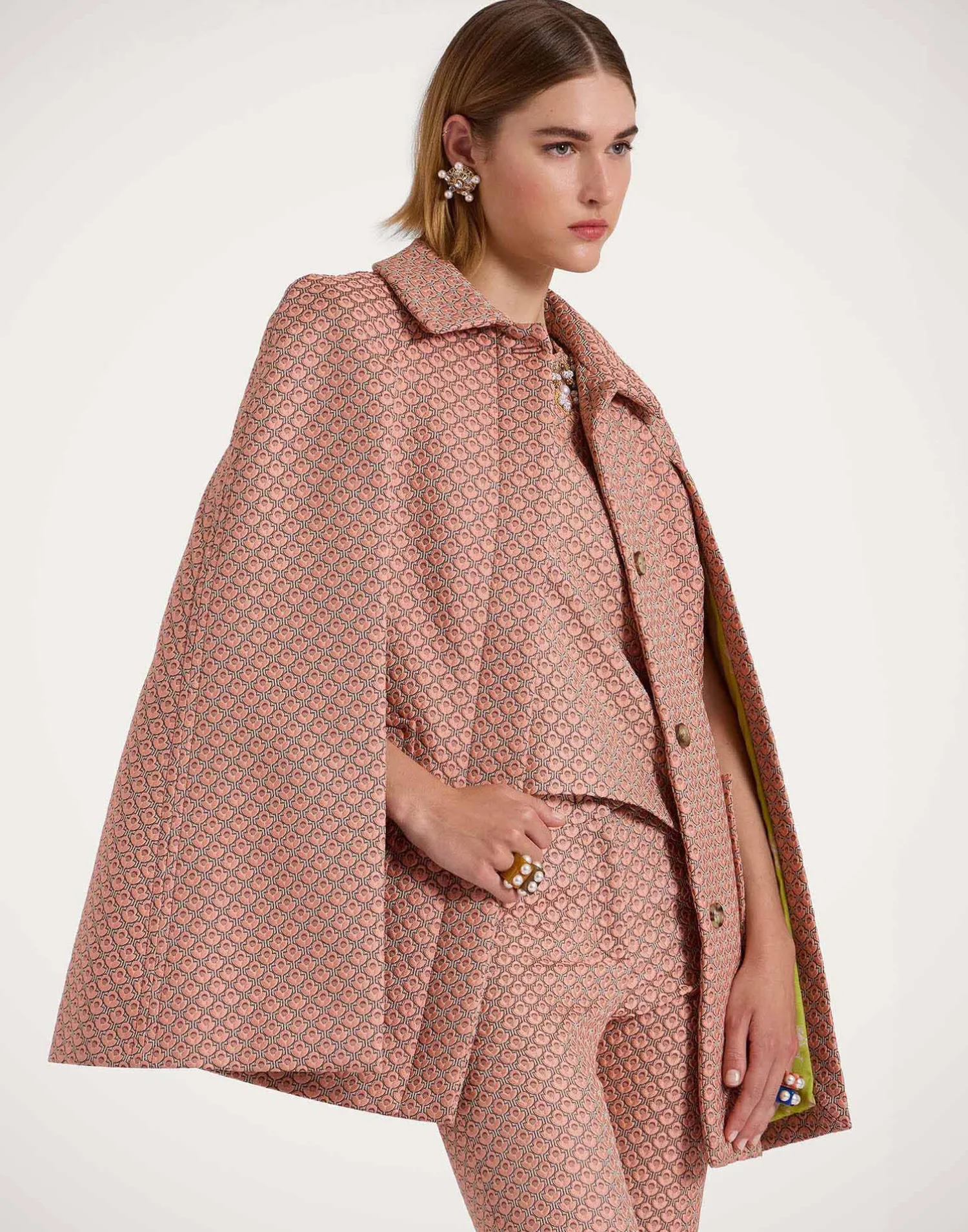 La DoubleJ Capispalla<Milano Mini CapeTulip Pale Pink in Jacquard