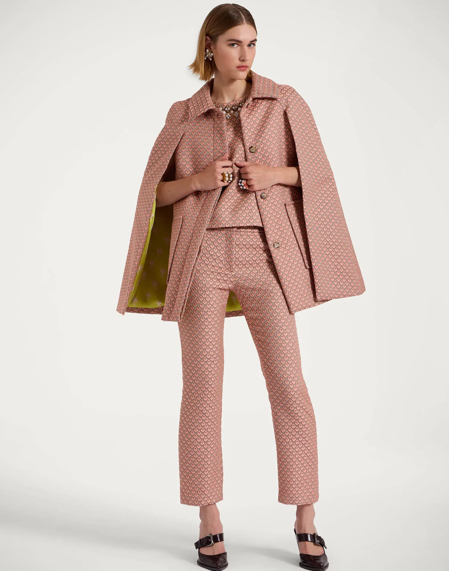 La DoubleJ Capispalla<Milano Mini CapeTulip Pale Pink in Jacquard