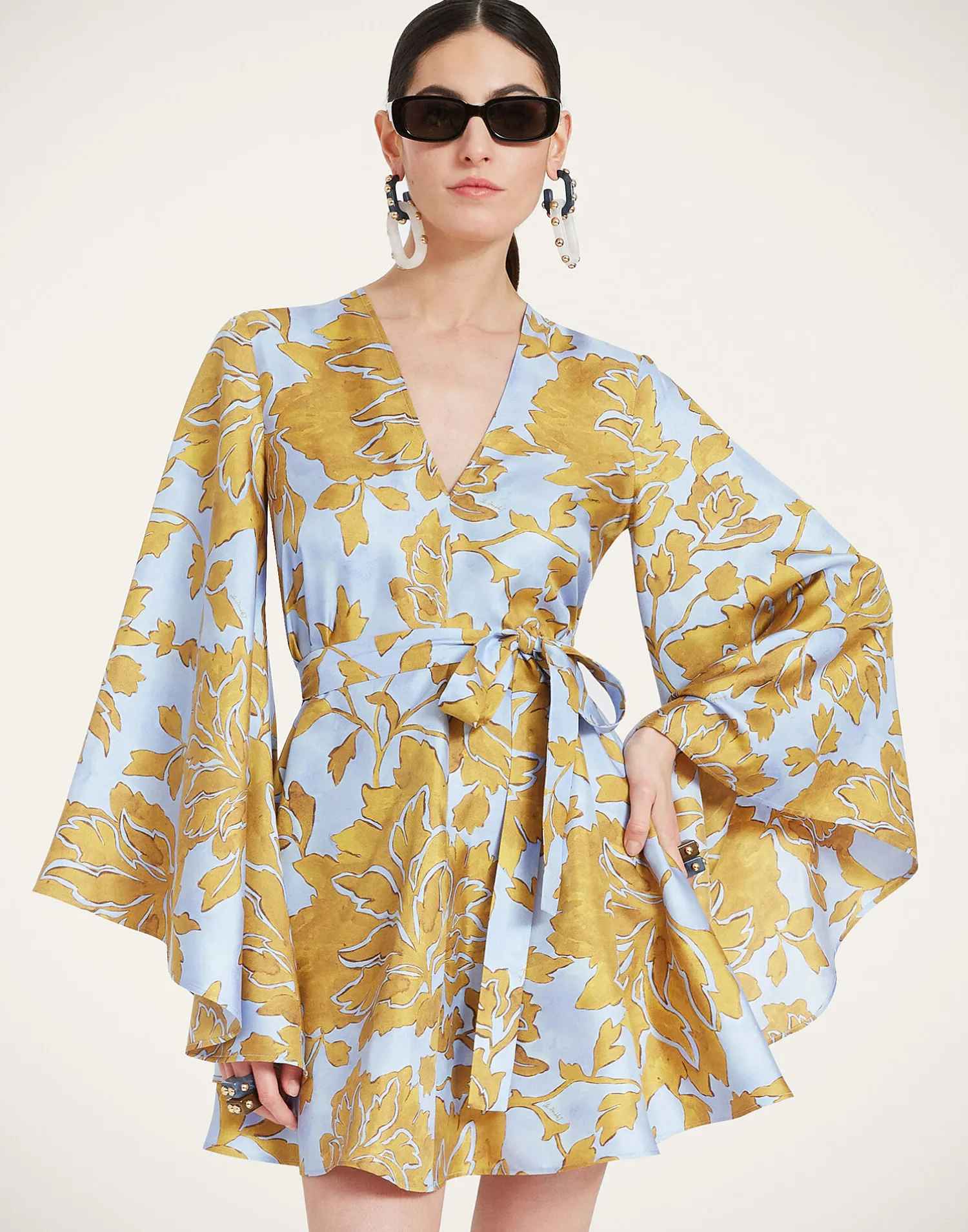 La DoubleJ Vestiti<Mini Magnifico DressTangle Light Blue in Silk Twill