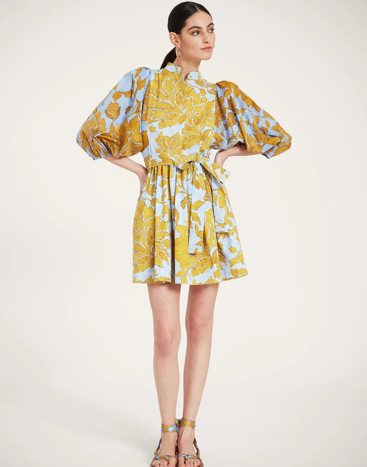 La DoubleJ Vestiti<Mini Portofino DressTangle Light Blue in Summer Poplin