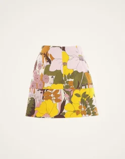 La DoubleJ Gonne<Mini SkirtBig Flower Rose in Heavy Cotton Stretch
