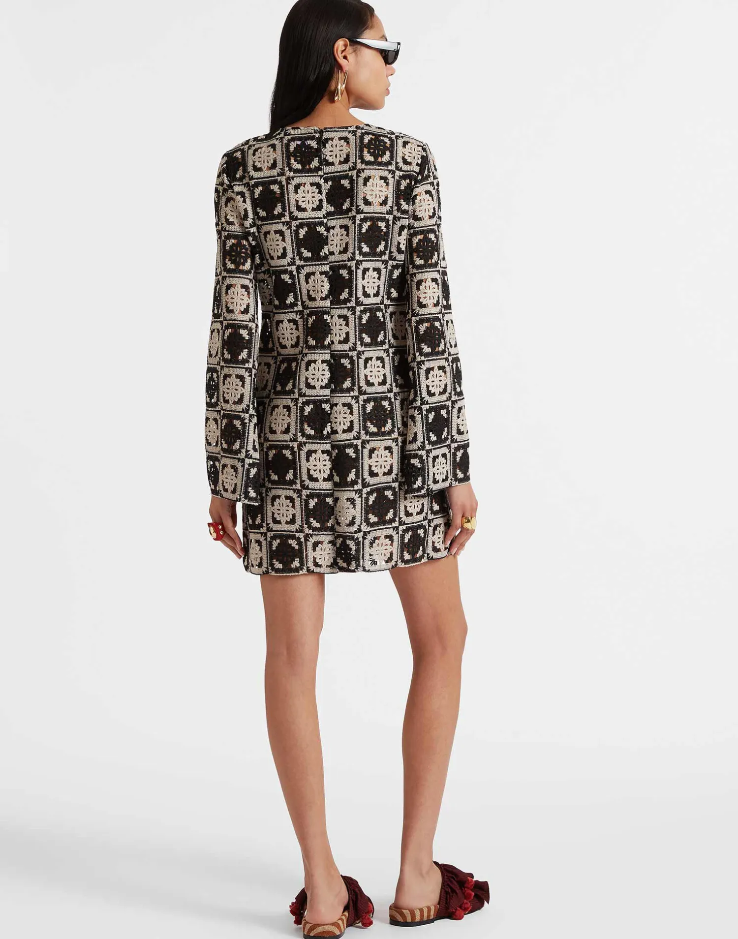 La DoubleJ Vestiti<Mini Supreme Swing DressMini Tiles Black in Macramé