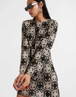 La DoubleJ Vestiti<Mini Supreme Swing DressMini Tiles Black in Macramé