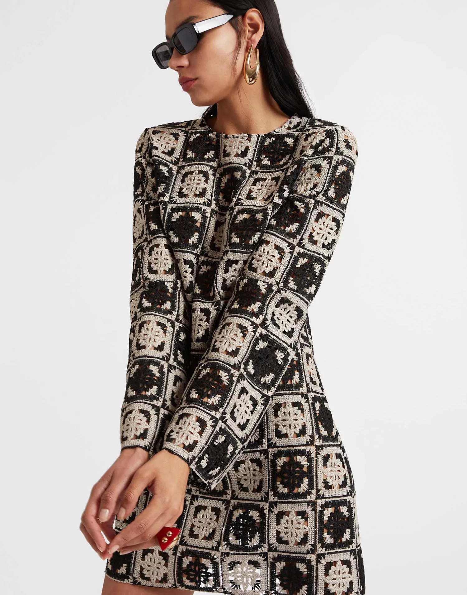 La DoubleJ Vestiti<Mini Supreme Swing DressMini Tiles Black in Macramé
