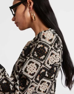 La DoubleJ Vestiti<Mini Supreme Swing DressMini Tiles Black in Macramé