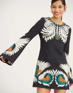 La DoubleJ Party Dressing<Mini Supreme Swing DressMix Tiles Plac&eacute;e Black in Envers Satin